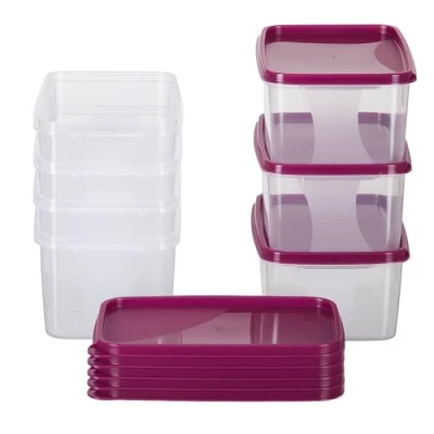 Afbeelding van MiraHome Vershouddoos, vriesdoos, 1,3 l, rechthoekig, hoog, 18 x 12 8,5 cm, set van 8, roze Oostenrijkse kwaliteit