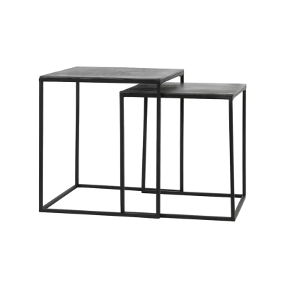 Afbeelding van Light &amp; Living Bijzettafel BANOS Ø44.5x50.5cm Zilver Set van 2