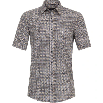 Afbeelding van Casa Moda Casual Comfort Fit Overhemd Korte mouw geel/blauw
