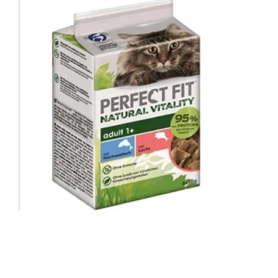 Afbeelding van 36x50g Natural Vitality Adult 1+ Diepzeevis met Zalm Perfect Fit Kattenvoer