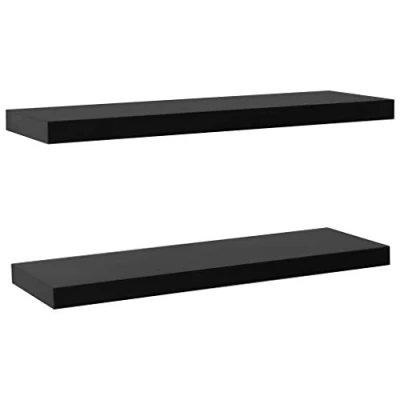 Afbeelding van vidaXL Wandschappen zwevend 2 st 100x20x3,8 cm zwart