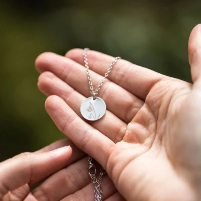 Afbeelding van Zentana Geboortemaand Ketting Geboortebloem RVS Persoonlijke Zilverkleurig Mei