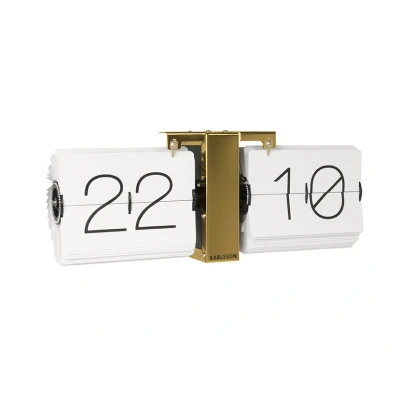Afbeelding van Karlsson Flip Klok No Case Wandklok Staande Rechthoek Wit Goud 36x8,5x14cm