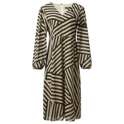 Afbeelding van Comma Midi Jurk Allover Print Zwart dessin 44