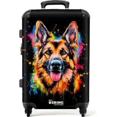 Afbeelding van NoBoringSuitcases.com® Koffer groot Rolkoffer lichtgewicht Duitse Herdershond met graffiti Reiskoffer 4 wielen Grote trolley XL 20 kg bagage
