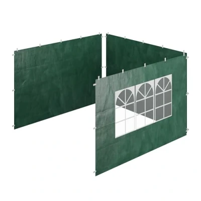 Afbeelding van Relaxdays zijwanden partytent set van 3 tuintent wanden 1 wand met ramen 2x3 m groen