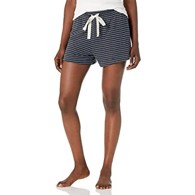Afbeelding van Amazon Essentials Dames lichtgewicht lounge badstof pyjama kort, marineblauw wit mini streep, X Large