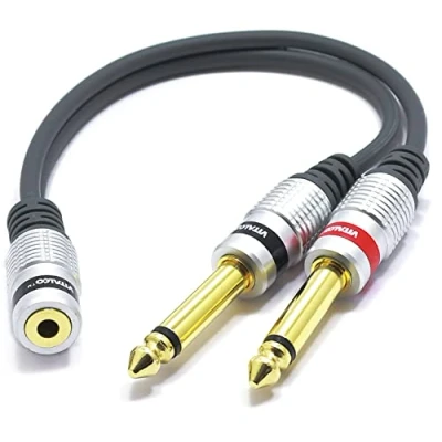 Afbeelding van VITALCO Adapter 3,5 naar 2x 6,3 audio 2 x mm mono jack mannelijk stereo AUX kabel koppeling