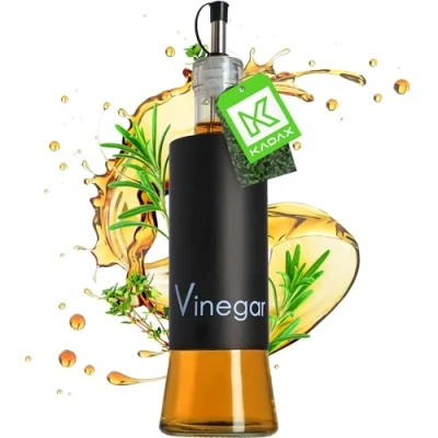 Afbeelding van Kadax dispenser voor vloeibare specerijen, glazen fles met stalen elementen, olie, azijn, vinaigrette, oliereservoir, olijfoliedispenser (vinaigrette, zwart)