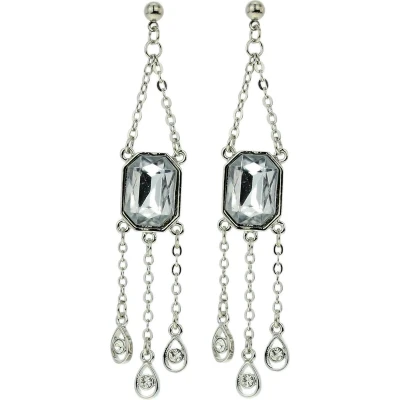 Afbeelding van Behave Oorbellen hangers zilver kleur 7 cm