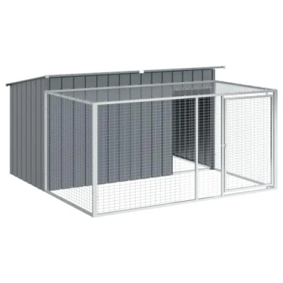 Afbeelding van vidaXL Hondenhok met ren 197x194x110 cm staal antracietkleurig