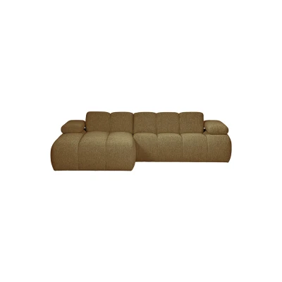 Afbeelding van WOOOD Exclusive Mojo Bank Chaise Longue Links Bouclé Geel/bruin