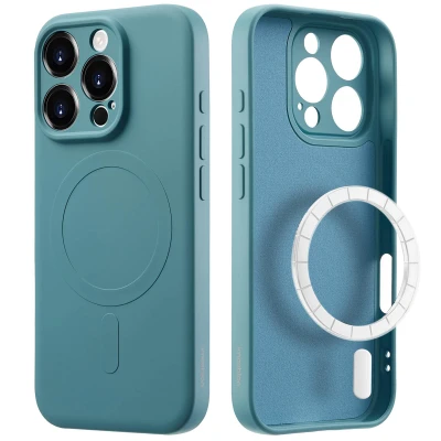 Afbeelding van Apple iPhone 16 Pro MagSafe Hoesje Siliconen en TPU (zacht) imoshion Softcase/Backcover Groen Telefoonhoesje