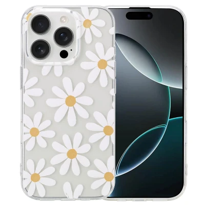 Afbeelding van Apple iPhone 16 Pro Hoesje Siliconen en TPU (zacht) imoshion Softcase/Backcover Daisy Flower Telefoonhoesje