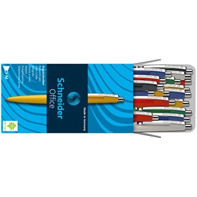 Afbeelding van Schneider, 132910, Office balpen (drukmechanisme, schrijfkleur: blauw) verpakking van 20 stuks gesorteerd