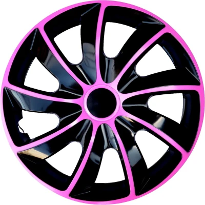 Afbeelding van NRM Quad Bicolour Wieldoppen 14&quot; Set van 4 stuks / Kunststof Roze/Zwart