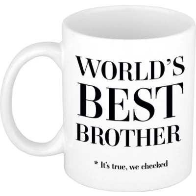 Afbeelding van Worlds best brother Cadeau koffiemok / theebeker wit 330 ml mokken feest