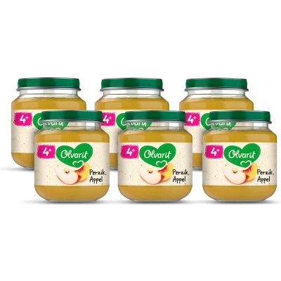 Afbeelding van 6x Olvarit 1e Fruithapje 4m Perzik Appel 125 gr