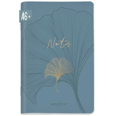 Afbeelding van paper&amp;you® Notitieboek &quot;Blue Ginkgo&quot; met 64 pagina&#039;s, klein notitieboek, A6+, duurzaam en klimaatvriendelijk