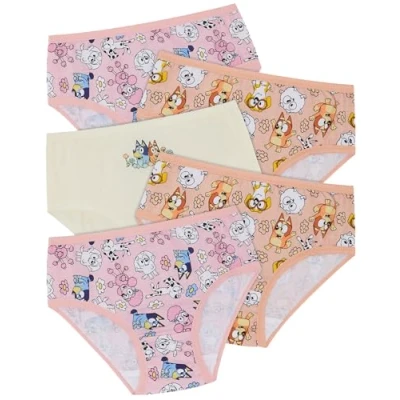 Afbeelding van Bluey Five Pack Meisjes 100% Katoen Bingo Slips, Meerkleurig, 4 5 jaar