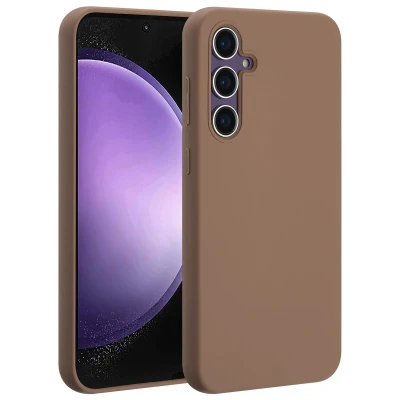 Afbeelding van Samsung Galaxy S23 FE MagSafe Hoesje Siliconen en TPU (zacht) Accezz Softcase/Backcover Lichtbruin Telefoonhoesje