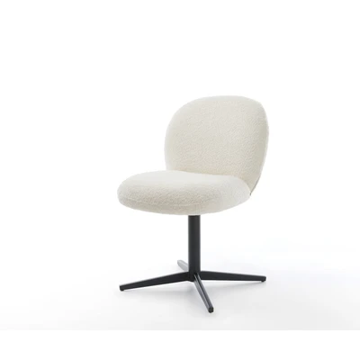 Afbeelding van DELIFE Draaistoel Nube Flex bouclé wit kruispoot zwart 360 draaibaar pocketveer kern