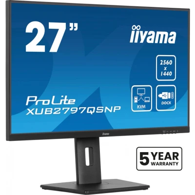 Afbeelding van iiyama ProLite XUB2797QSNP B1 27 inch QHD IPS USB Hub (2x) in hoogte verstelbaar C Dock KVM switch