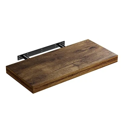 Afbeelding van Casaria Wandplank Hout met Bevestiging 50 110 cm Zwevend 15 kg Draagkracht Keuken Woonkamer Kantoor Badkamer Plank Keukenplank Donker Eiken