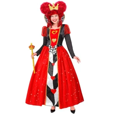 Afbeelding van Widmann Casino Kostuum Hartenkoningin Game Of Hearts Vrouw Rood Medium Carnavalskleding Verkleedkleding