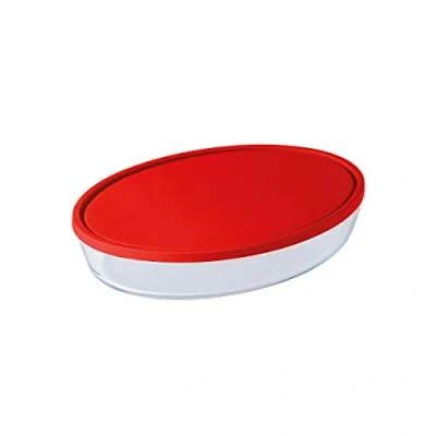 Afbeelding van Serveerschaal Ô Cuisine Cook&amp;store Ocu Met deksel 3 L Transparant Glas Siliconen 5 Stuks