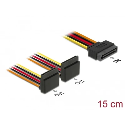 Afbeelding van Delock Cable SATA 15 pin power plug with latching function&gt;2 x receptacle up cm