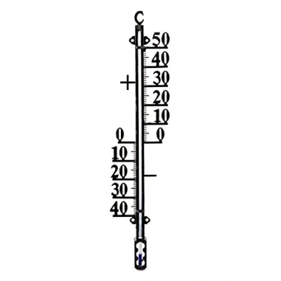 Afbeelding van Lantelme Metalen tuinthermometer, 41 cm, analoge thermometer voor tuin, buiten, wandthermometer thuis, ook binnen als kamer, binnenthermometer, groot, XXL (41 cm metaal)