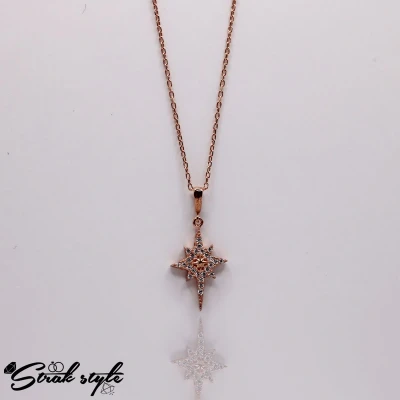 Afbeelding van STRAKSTYLE 925 Sterling Zilveren Ketting met een Poolster.