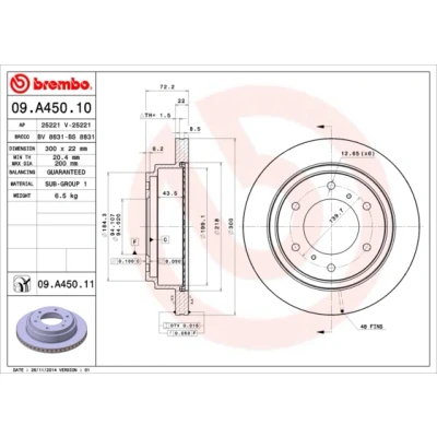 Afbeelding van Brembo Remschijf 09.A450.11