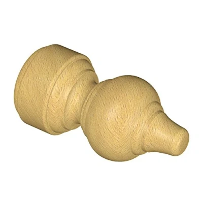 Afbeelding van Flairdeco Eindstukken voor 28 mm Ø gordijnroede, groefvorm, hout, beuken gelakt, 2 stuks