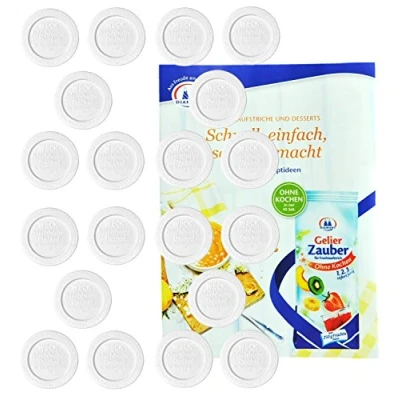 Afbeelding van MamboCat WECK RR60 Vershouddeksels, 20 delige set, voor ronde rand, 60 mm, kunststof deksel, voorraadpotten sluiten, klikdeksel, wit, geschikt randglazen RR60, gratis
