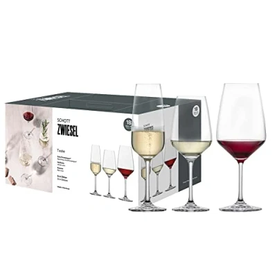 Afbeelding van SCHOTT ZWIESEL Premium Box Tulip (set van 18), tijdloze wijnglazen en champagneglazen, vaatwasmachinebestendige Tritan kristalglazen, Made in Germany (artikelnr. 124136)