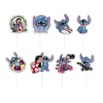 Afbeelding van dekora Cupcake Toppers van Lilo en Stitch in 8 Modellen voor het Decoreren Cupcakes, Taarten Andere Zoetigheden Decoratie Gebak Geschikt Contact met Voedsel 16 Stuks