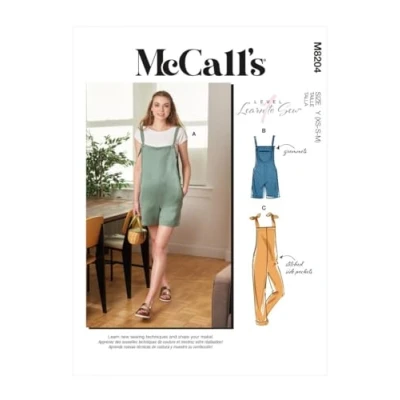 Afbeelding van McCalls Naaipatroon M8204Y Y (XS S M) Misses&#039; Overalls, Multi Colour