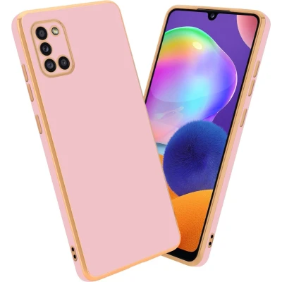 Afbeelding van Cadorabo Hoesje geschikt voor Samsung Galaxy A31 in Glossy Roze Goud Beschermhoes Case Cover van flexibel TPU silicone en met camerabescherming