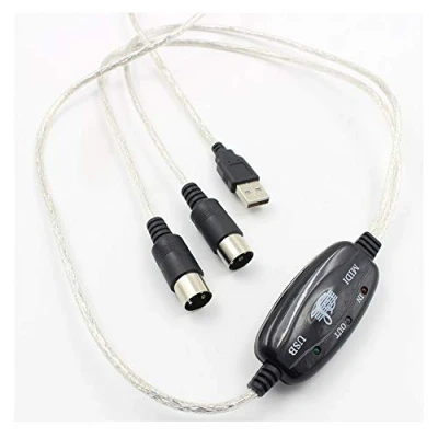 Afbeelding van VOANZO USB naar MIDI Kabel Converter 2 in 1 PC Synthesizer Muziek Studio Toetsenbord Interface Draad Plug Controller Adapter Cord 16 Kanalen Ondersteunt Computer Laptop Windows en Mac