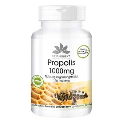 Afbeelding van Propolis 1000mg hoge dosering 120 tabletten met 3% Galangine HERBADIREKT by Warnke Vitalstoffe Duitse apothekerskwalitei