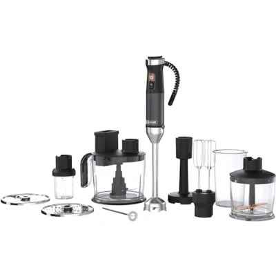 Afbeelding van Sencor Multifunctionele Ultra Power staafmixer 10 in 1, 1500 W, met QuadBlade technologie van titanium, traploze snelheidscontrole, ergonomische handgreep, complete accessoires, zwart [SHB 6552WH]