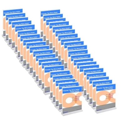 Afbeelding van TUKA i AKUT 40x Acryl Folderhouder T Type met Voet, A4 Staand Tafelblad, Horeca Kantoren Tentoonstelling Folderstandaard Dubbelzijdig Display Transparante Acrylvoet, TKD8207