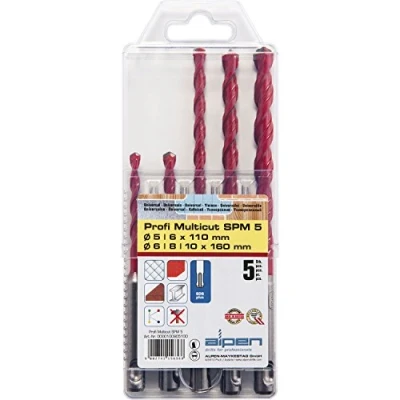 Afbeelding van Alpen MultiCut 100905100 Carbide Multifunctionele boorset 5 delig mm, 6 8 10 mm SDS Plus 1 set(s)
