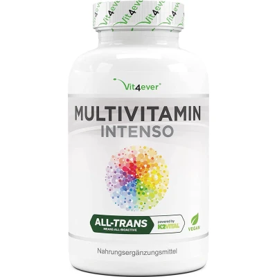 Afbeelding van Multivitamine A Z Intenso 365 Capsules met Bioactieve Vormen &amp; Merkgrondstoffen Hoge Dosis Vitaminen + Mineralen Veganistisch Vit4ever