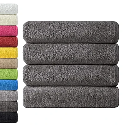 Afbeelding van NatureMark set van 4 badmatten, maat 70 x 14 0cm, antraciet/grijs, 100% katoen