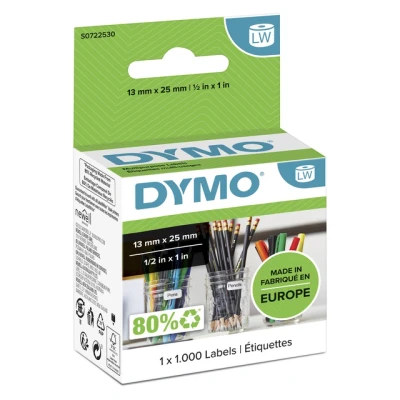Afbeelding van Dymo 11353 (S0722530) Etiket Zwart op wit (25 mm x 13 mm)