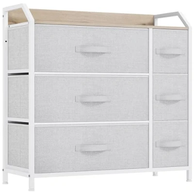 Afbeelding van YITAHOME Ladekast met 6 laden voor slaapkamer, stoffen dressoir, opbergladen handgrepen, metalen frame woonkamer, hal, kinderkamer, lichtgrijs