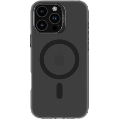 Afbeelding van DECODED Clear Frosted Hoesje voor iPhone 16 Pro Max Anti Yellowing 100% Gerecycleerd Materiaal Geschikt MagSafe Doorzichtig Zwart